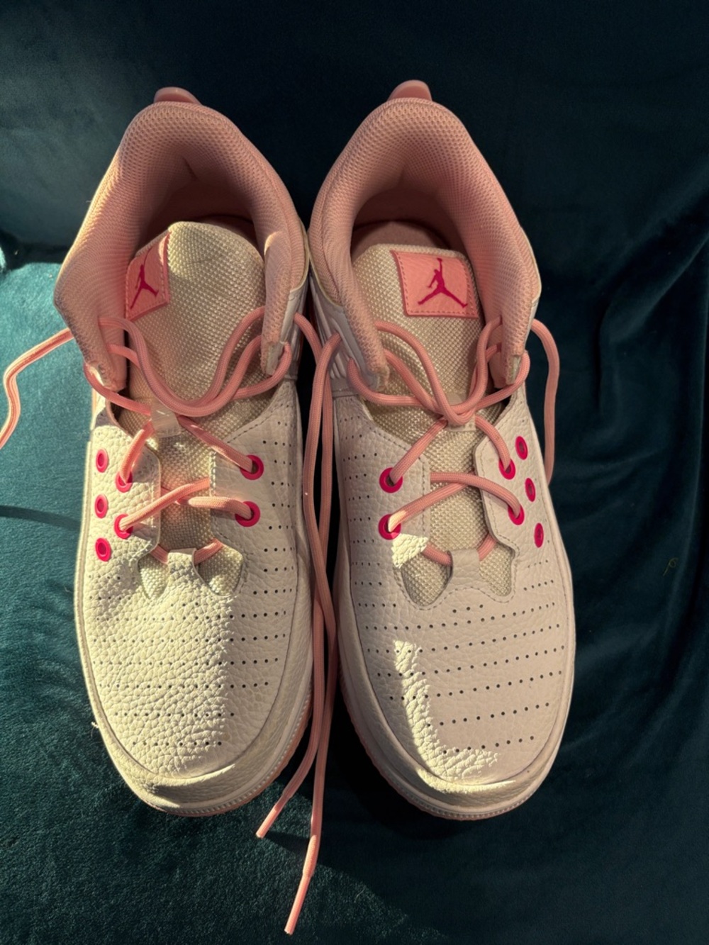 Jordan Pink and White Low-Top Sneakers